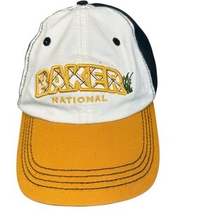 Baker National Two-Tone Baseball Cap - White and Gold Imperial Headgear (H7)